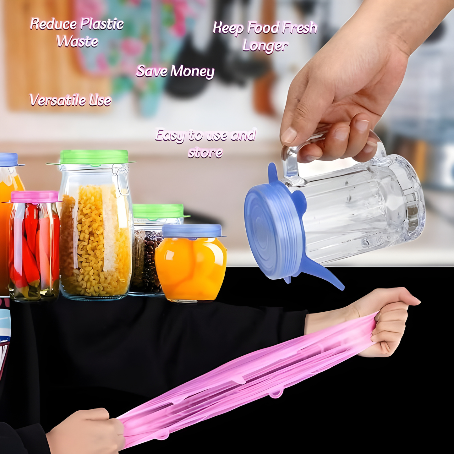 Silicone Stretch Lids 6 Pack - Reusable Food Storage Covers