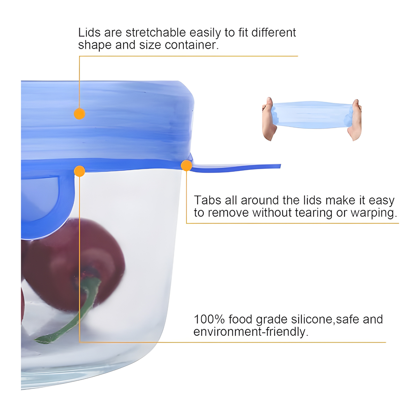 Silicone Stretch Lids 6 Pack - Reusable Food Storage Covers