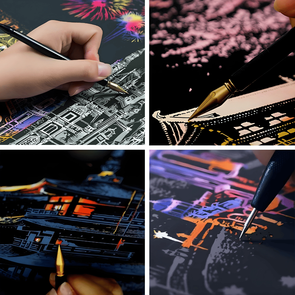City Night Scratch Art Kit – Reveal Stunning Skylines in Minutes
