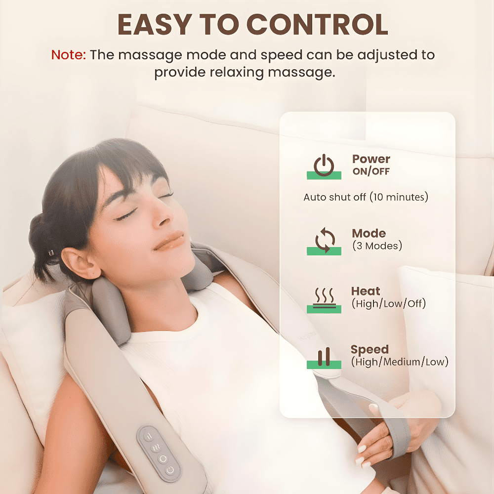 Cordless 4D Neck & Shoulder Massager with Heat - Instant Relief
