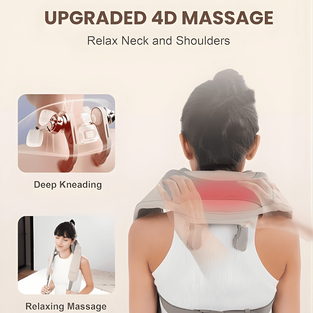 Cordless 4D Neck & Shoulder Massager with Heat - Instant Relief