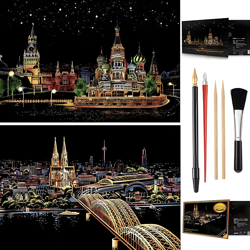 City Night Scratch Art Kit – Reveal Stunning Skylines in Minutes