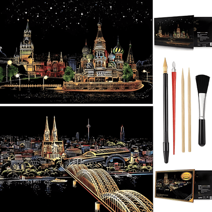 City Night Scratch Art Kit – Reveal Stunning Skylines in Minutes
