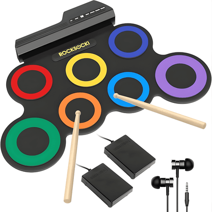 Colorful Roll-Up Electronic Drum Set for Kids