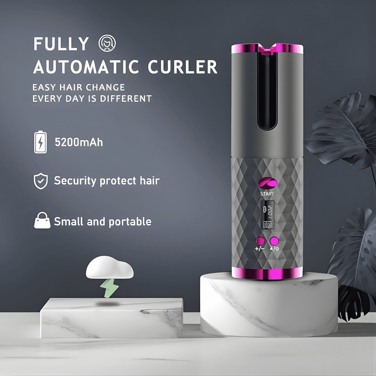 Cordless Automatic Curling Iron with 6 Temps & Timers