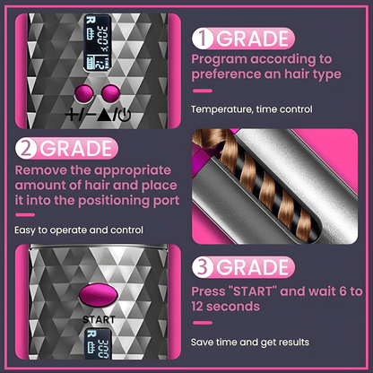 Cordless Automatic Curling Iron with 6 Temps & Timers