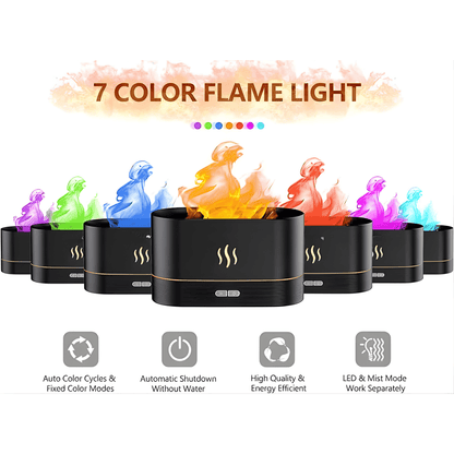 Flame Essential Oil Diffuser with 7-Color LED Lights