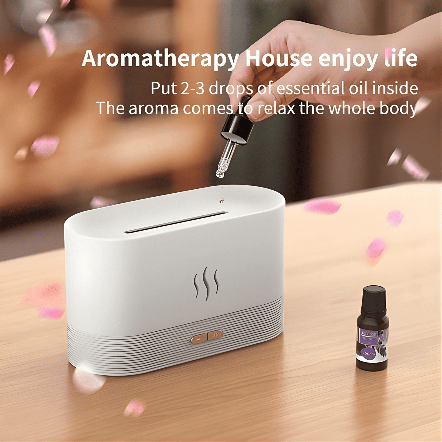 Flame Essential Oil Diffuser with 7-Color LED Lights