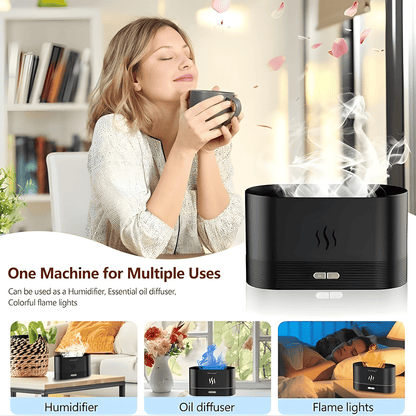 Flame Essential Oil Diffuser with 7-Color LED Lights