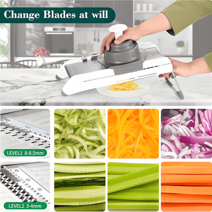 16-in-1 Adjustable Mandoline Slicer with Waffle Cutter
