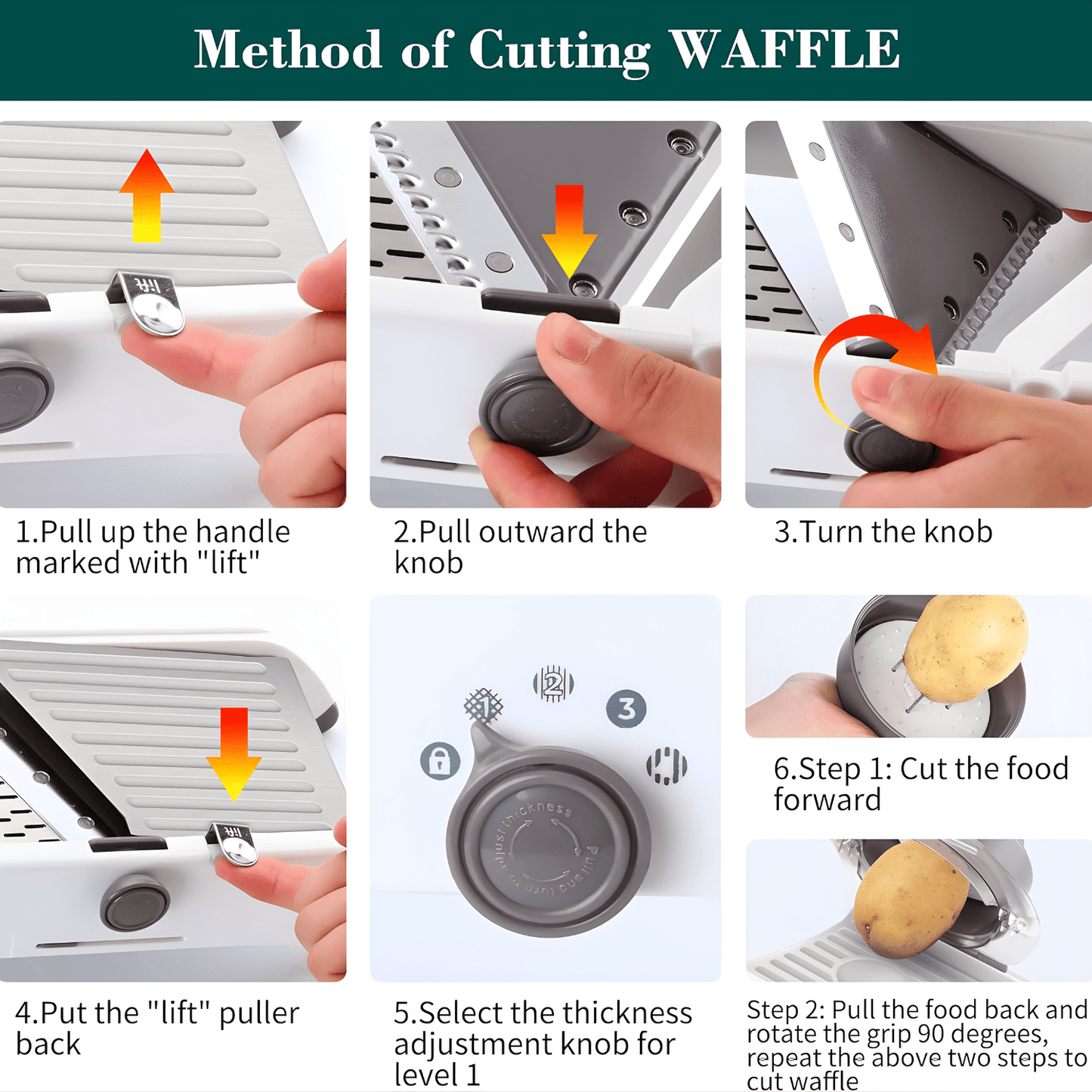 16-in-1 Adjustable Mandoline Slicer with Waffle Cutter