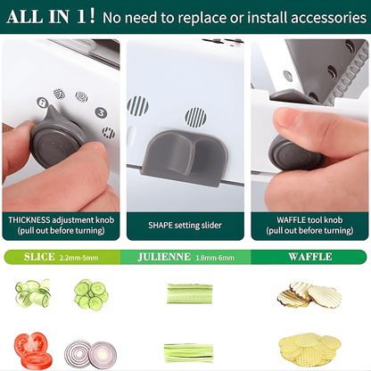 16-in-1 Adjustable Mandoline Slicer with Waffle Cutter