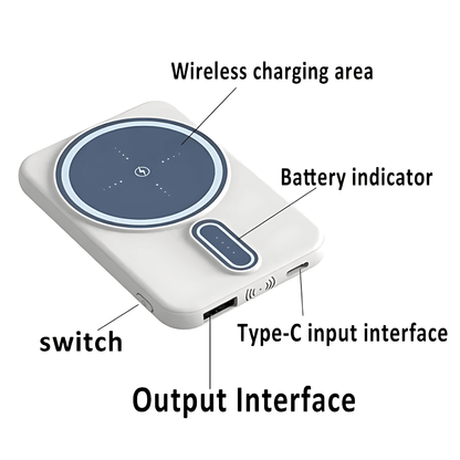 5000mAh Wireless Magnetic Mini Power Bank – Power Up on the Go!