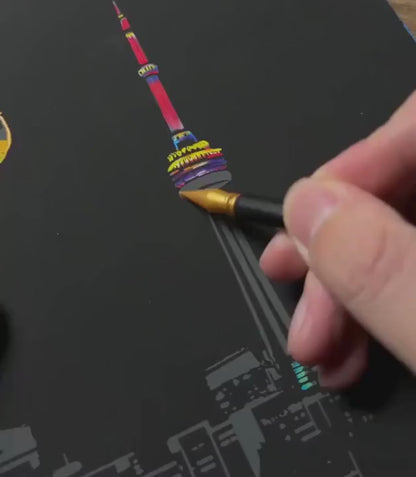 City Night Scratch Art Kit – Reveal Stunning Skylines in Minutes