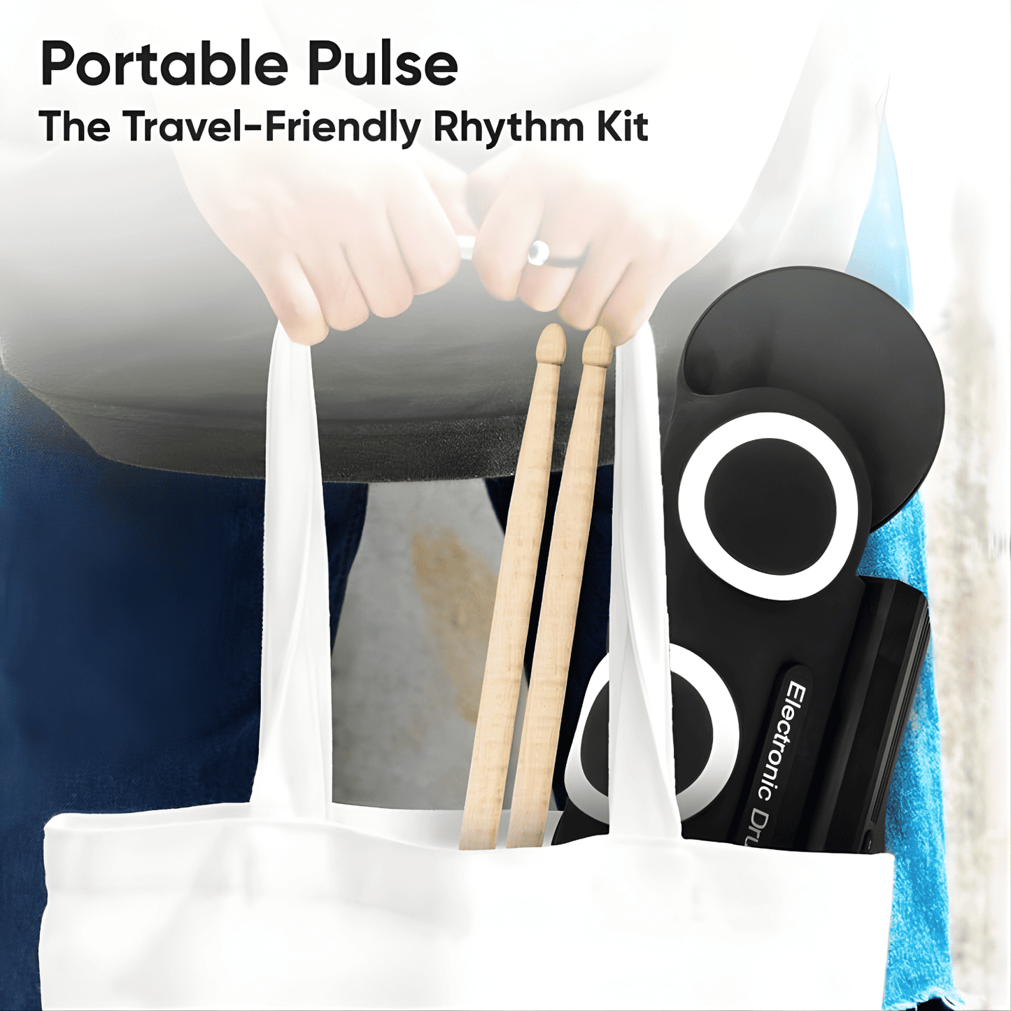 Roll-Up Electronic Drum Set for Kids & Beginners - Black