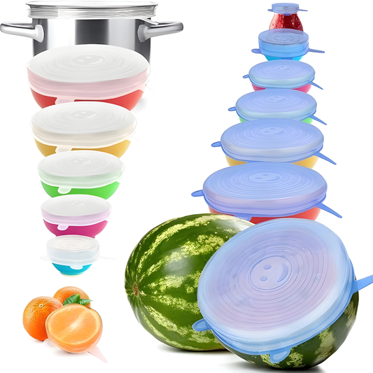 Silicone Stretch Lids 6 Pack - Reusable Food Storage Covers