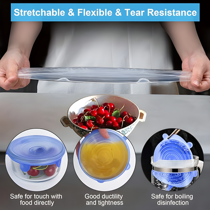 Silicone Stretch Lids 6 Pack - Reusable Food Storage Covers