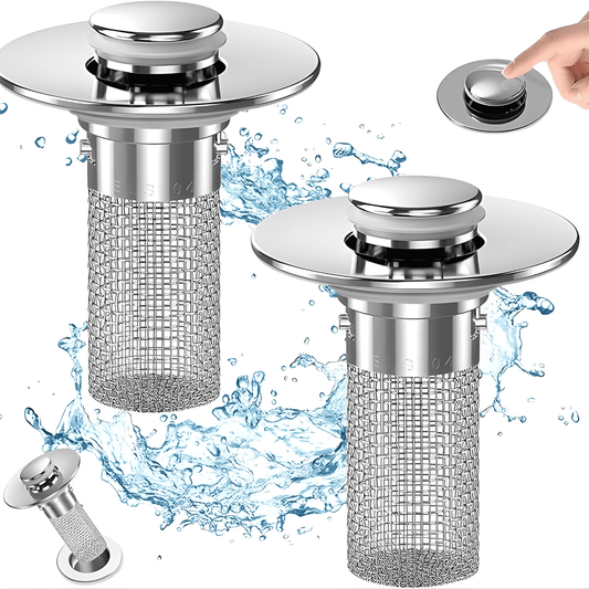 Pop-Up Sink Drain Strainer with Catcher Filter