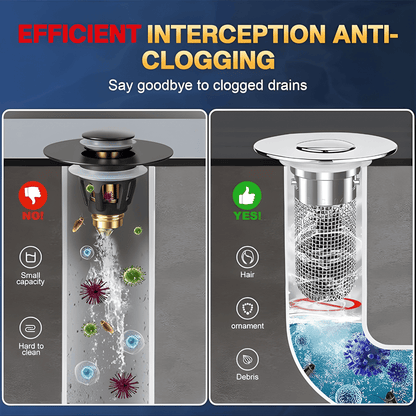 Pop-Up Sink Drain Strainer with Catcher Filter