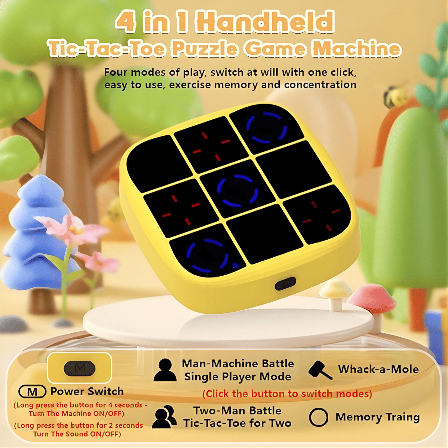 4-in-1 Electronic Tic Tac Toe Handheld Game